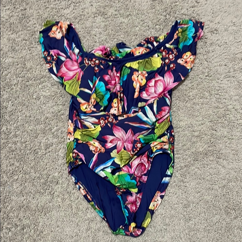 La Blanca Floral One Piece Swimsuit - Blue and Pink